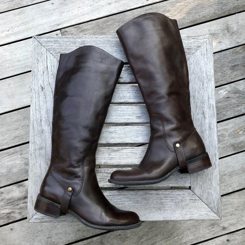 Like New Franco Sarto Clara Tall Leather Riding Boots Brown